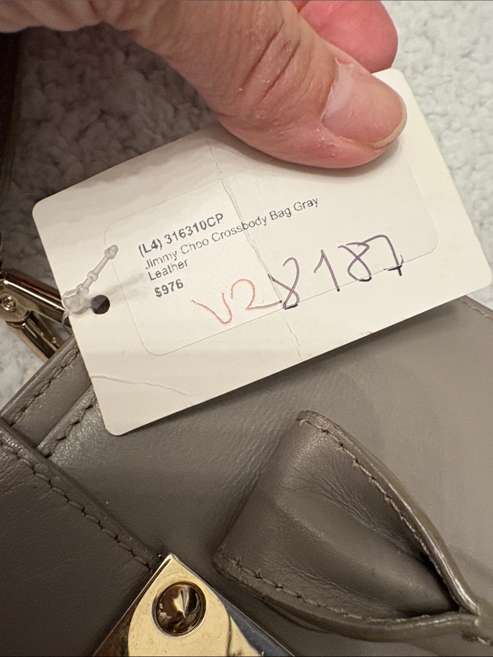 🌟 Authentic Jimmy Choo Riley S Small Calf Leather Crossbody Handbag Taupe Gray - Picture 14 of 14